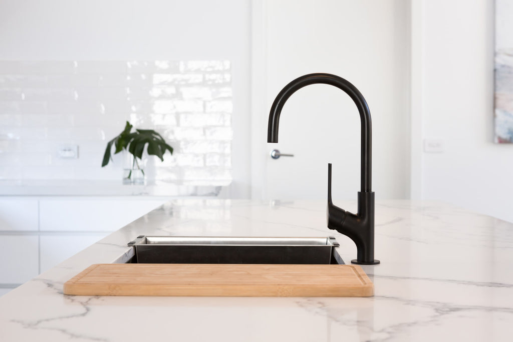 A classic style Matte black kitchen mixer taps Bathware Direct