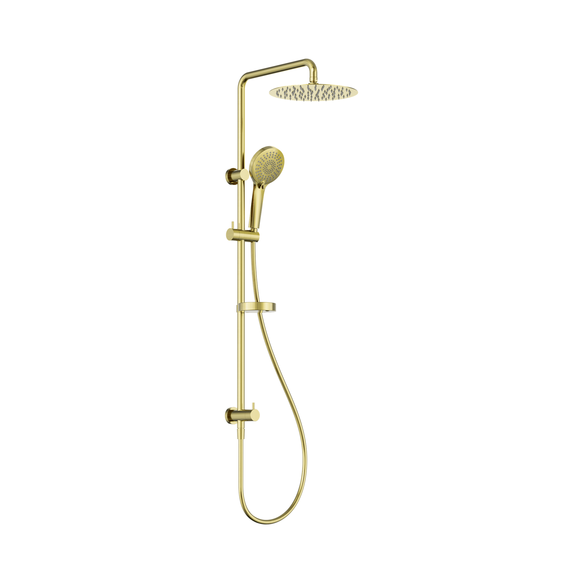 Fresh Twin Shower, Bottom Inlet, 250mm Overhead & Handset, Brushed Gold