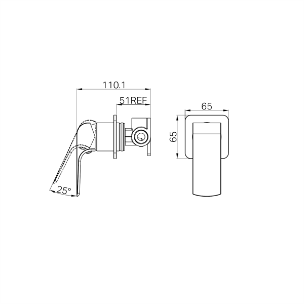 Fresh Shower/Bath Mixer Square Backplate - Brushed Nickel