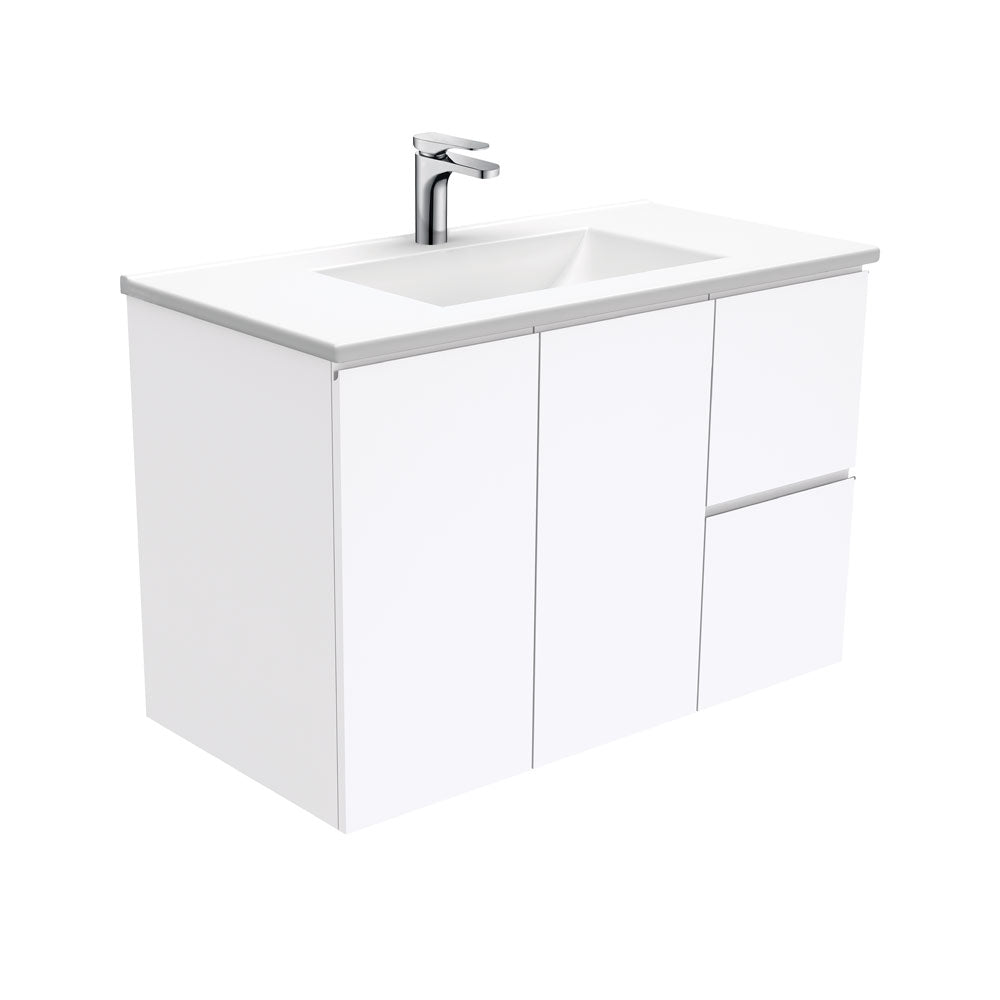 Fienza Vanessa Fingerpull 900mm Wall Hung Vanity Gloss White Bathware Direct