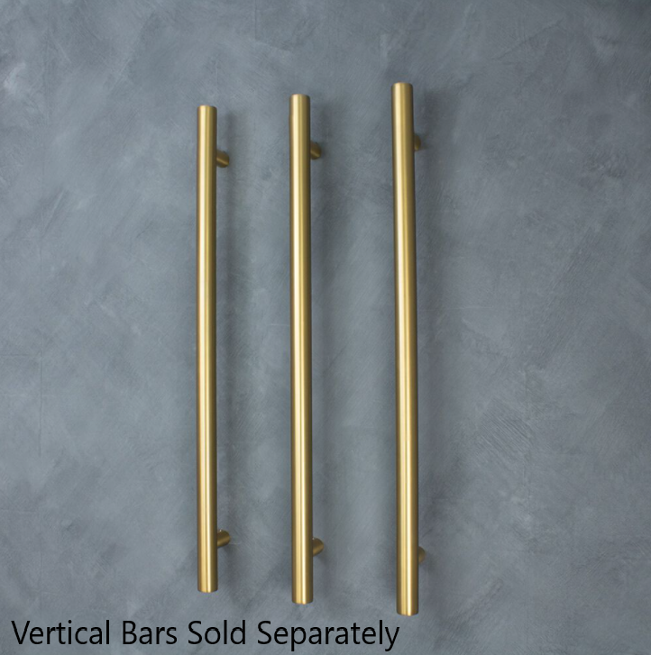 Radiant 12V Vertical Single Bar Round Heated Towel Rail Brushed Gold G Bathware Direct