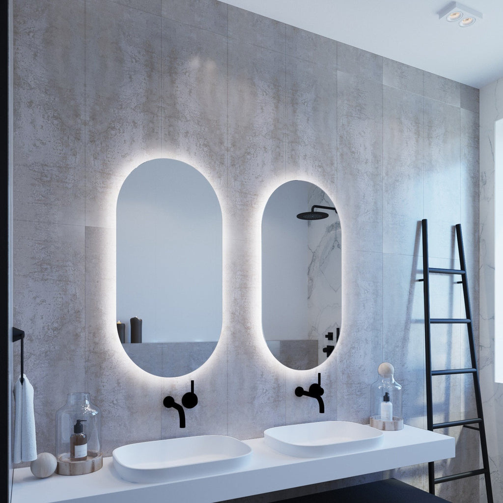 Large backlit sales bathroom mirror