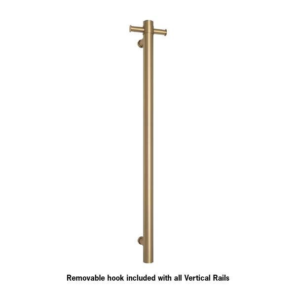 Thermorail Round Vertical Single Bar Heated Towel Rail with Hook VS900 Bathware Direct