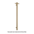 Thermorail Round Vertical Single Bar Heated Towel Rail with Hook VS900HBB - Brushed Brass