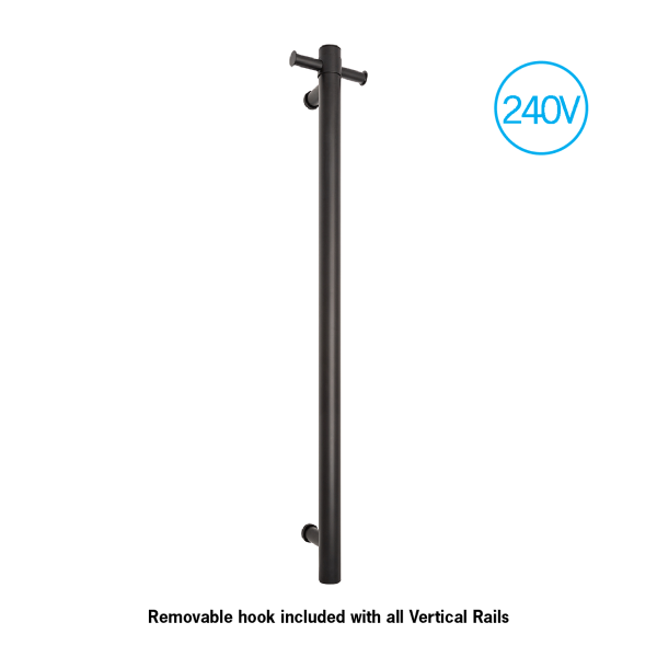 Thermorail Round Vertical Single Bar Heated Towel Rail with