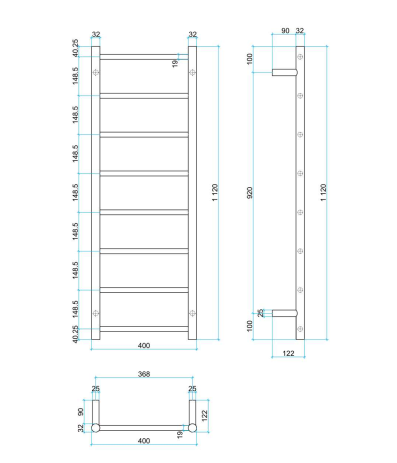 Heated towel best sale rail sizes