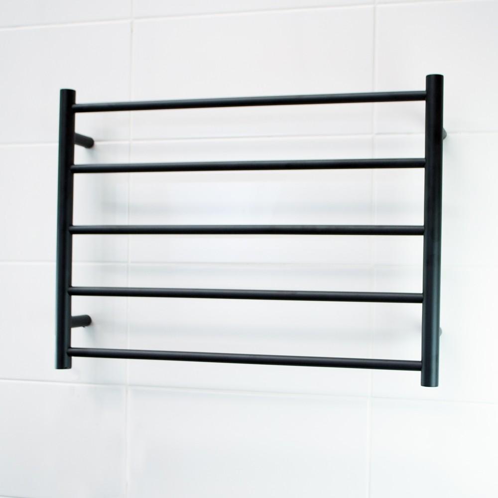 Radiant BRTR03 Round Heated Ladder 750 x 550 Matte Black Bathware Direct