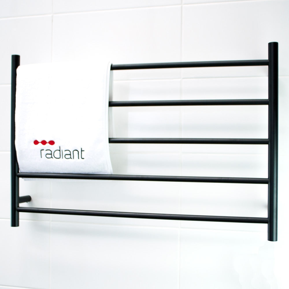 Radiant BRTR07 Round Heated Ladder 950 x 600 Matte Black Bathware Direct