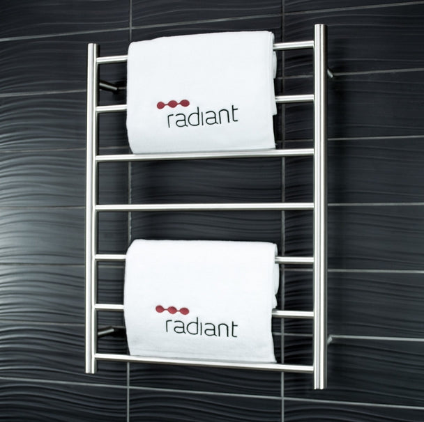 Radiant BRU-RTR01 Heated Ladder 600x800, Satin Brushed – Bathware Direct