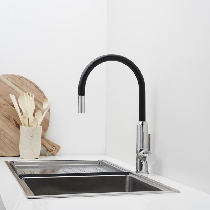 Dorf Vixen Retractable Sink Mixer Black Bathware Direct