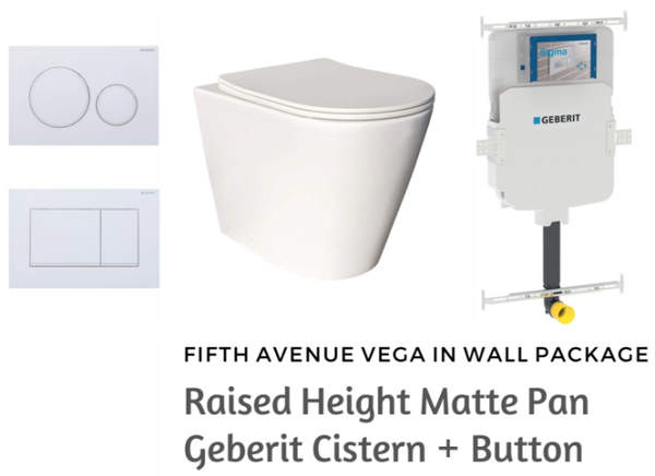 Fifth Ave Vega Matte White In Wall Toilet Suite Package