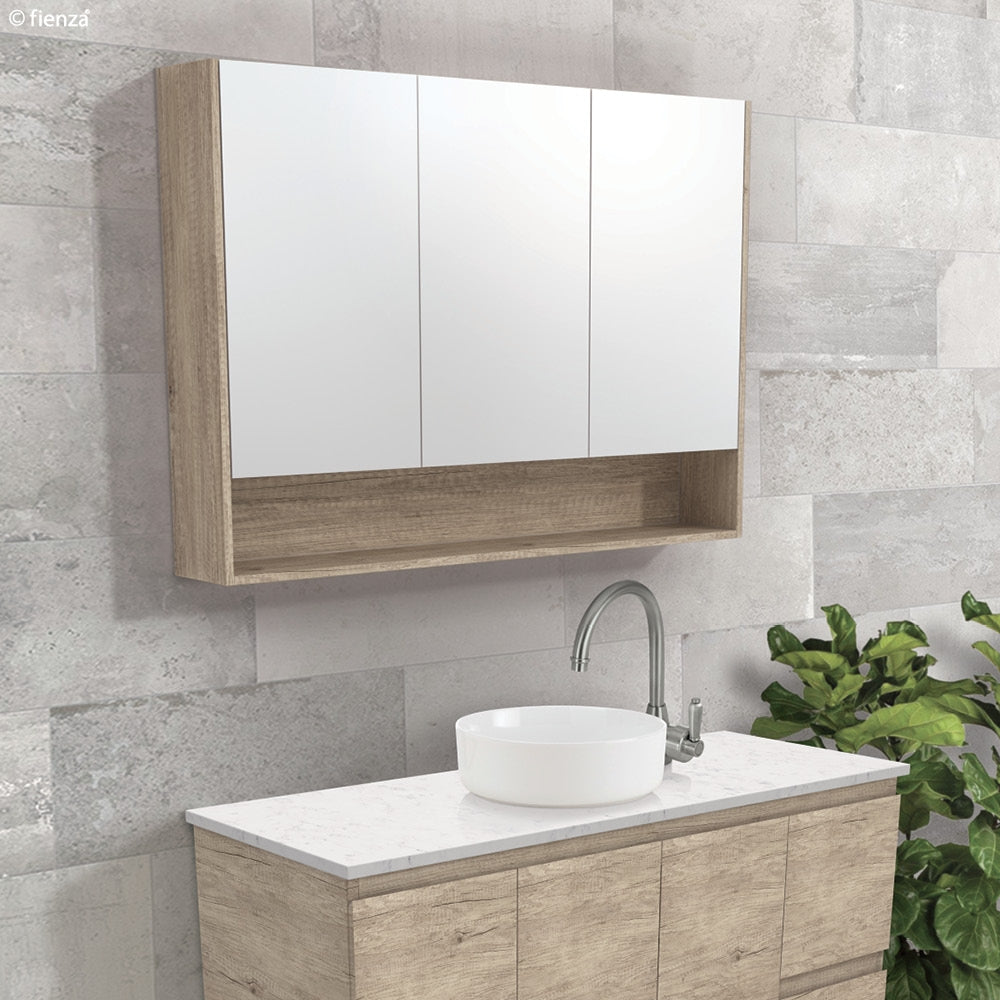 Fienza 1200mm Mirror Cabinet with Undershelf Scandi Oak