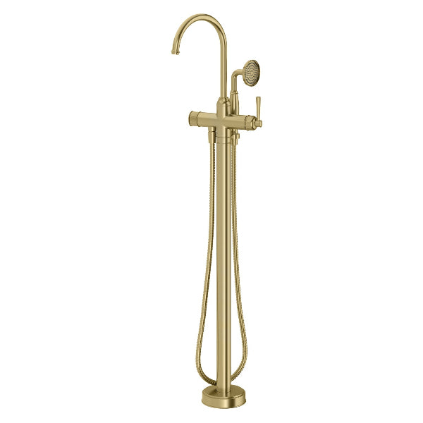 Phoenix Cromford 134-7451-12 Floor Mounted Bath Mixer with Hand Shower, Brushed Gold 5 star - 6LPM image