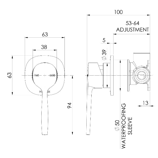 Phoenix Vask SwitchMix Shower / Wall Mixer Fit-Off Kit, Chrome image