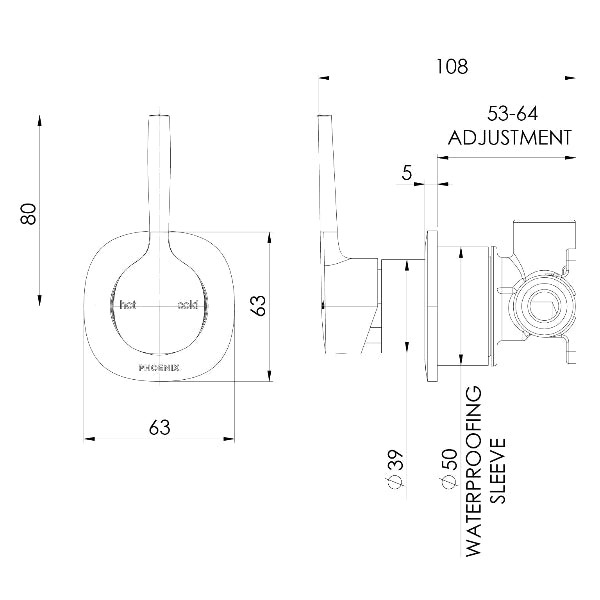 Phoenix Vask SwitchMix Shower / Wall Mixer Pin Up Fit-Off Kit, Chrome image