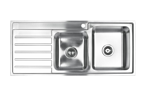 Laxa Square Sink 1120x500mm 1.75 Bowls with Drainer Bathware Direct