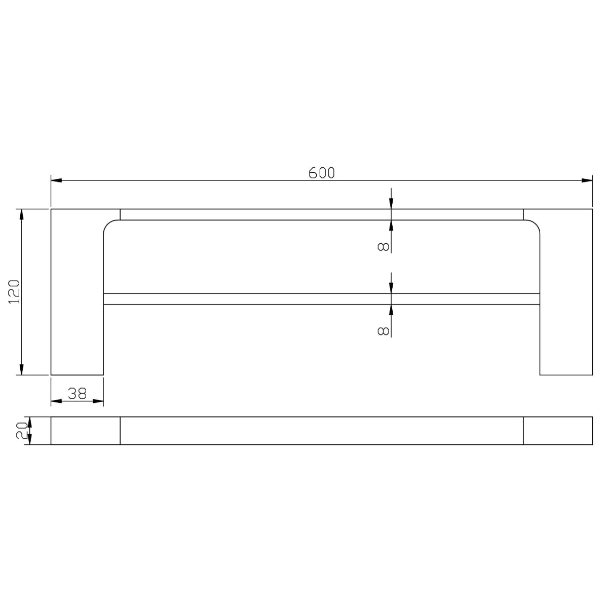 Gertrude Double Towel Rail - 600mm