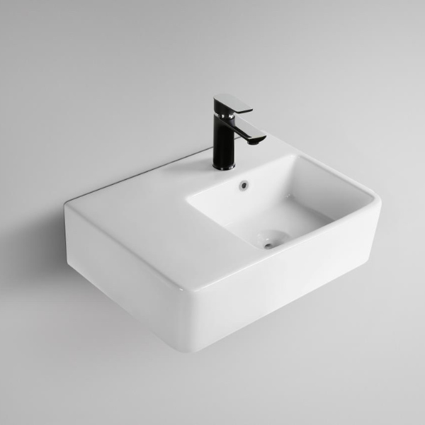 Amalfi Wall Basin with Shelf, 1th White Gloss