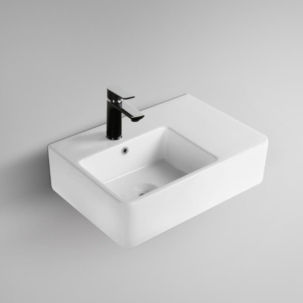 Amalfi Wall Basin with Shelf, 1th White Gloss