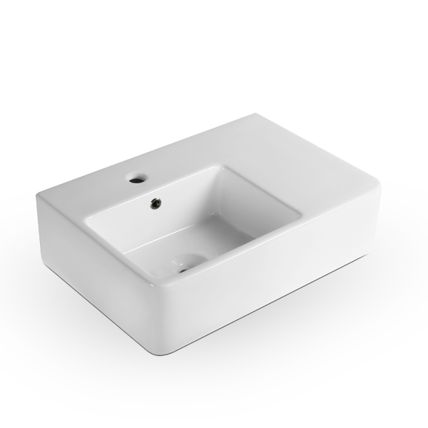 Amalfi Wall Basin with Shelf, 1th White Gloss