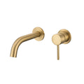 Franz Artline Wall Basin/Bath Mixer - Brushed Gold - Two Round Cover Plates And Spout (Trim Kit Only) image