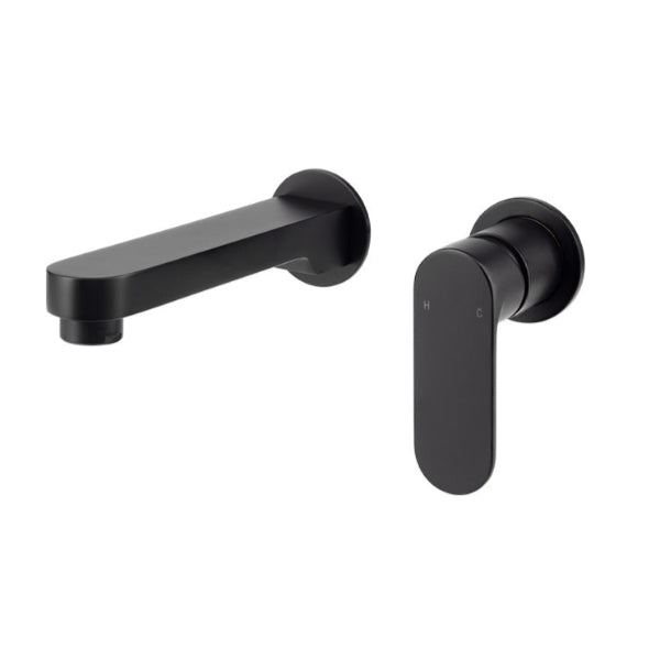 Spectra Wall Basin/Bath Mixer 180mm Spout - Matte Black - Separate Back Plates (Trim Kit only)