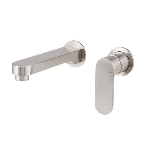 Spectra Wall Basin/Bath Mixer 180mm Spout - Brushed Nickel - Separate Back Plates (Trim Kit only)