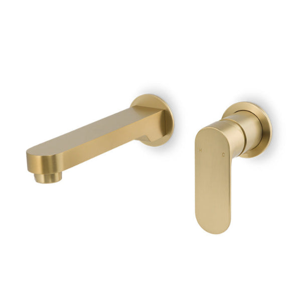 Spectra Wall Basin/Bath Mixer 180mm Spout - Brushed Gold - Separate Back Plates (Trim Kit only)