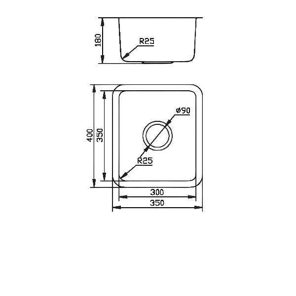 EuroEco Colmar Rectangular Under Counter Sink