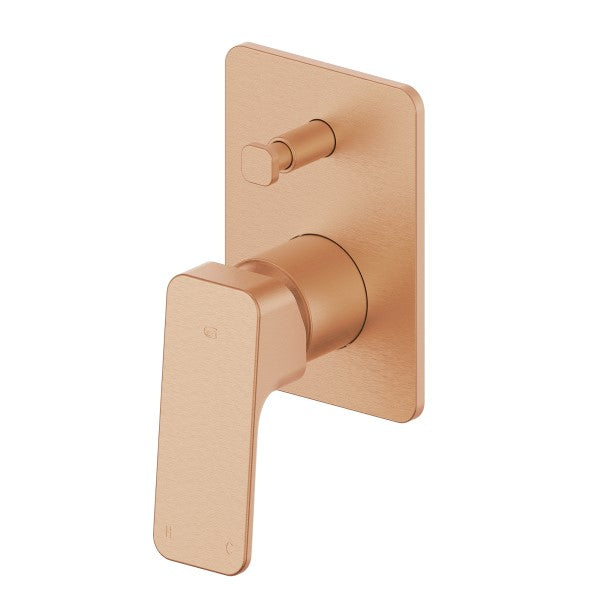 Greens Swept Shower Mixer with Diverter - Brushed Copper