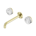 Nero Serenity 24D044BG Wall Basin Set 185mm Spout With Arabescato Corchia Handle Brushed Gold 5 Star / 5LPM