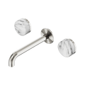 Nero Serenity 24D044BN Wall Basin Set 185mm Spout With Arabescato Corchia Handle Brushed Nickel 5 Star / 5LPM