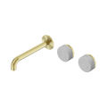 Nero Serenity 24D059BG Wall Basin Set 185mm Offset Spout With Carrara Handle Brushed Gold 5 Star / 5LPM