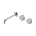 Nero Serenity 24D059BN Wall Basin Set 185mm Offset Spout With Carrara Handle Brushed Nickel 5 Star / 5LPM