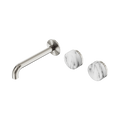 Nero Serenity 24D062BN Wall Basin Set 185mm Offset Spout With Arabescato Corchia Handle Brushed Nickel 5 Star / 5LPM