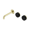 Nero Serenity 24D124BG Wall Basin Set 160mm Offset Spout With Marquina Black Handle Brushed Gold 5 Star / 5LPM