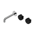 Nero Serenity 24D124CH Wall Basin Set 160mm Offset Spout With Marquina Black Handle Chrome 5 Star / 5LPM