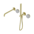 Nero Serenity Progressive Shower System With Spout With Carrara Handle And Slim Shower Brushed Gold