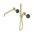 Nero Serenity Progressive Shower System With Spout With Verde Alpi Handle And Slim Shower Brushed Gold