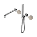 Nero Serenity Progressive Shower System With Spout With Rome Travertine Handle And Slim Shower Chrome