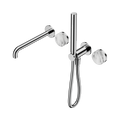 Nero Serenity Progressive Shower System With Spout With Arabescato Corchia Handle And Slim Shower Chrome