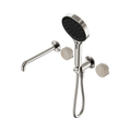 Nero Serenity Progressive Shower System With Spout With Rome Travertine Handle And  Hand Shower Brushed Nickel