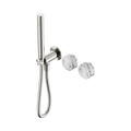 Nero Serenity Progressive Shower System With Arabescato Corchia Handle And Slim Shower Brushed Nickel