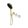 Nero Serenity Progressive Shower System With Arabescato Corchia Handle And  Hand Shower Brushed Gold