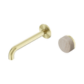 Nero Serenity 24E069BG Progressive Wall Basin Mixer 185mm Spout With Rome Travertine Handle Brushed Gold 5 Star / 5LPM