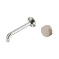 Nero Serenity 24E069BN Progressive Wall Basin Mixer 185mm Spout With Rome Travertine Handle Brushed Nickel 5 Star / 5LPM