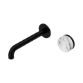 Nero Serenity 24E070MB Progressive Wall Basin Mixer 185mm Spout With Arabescato Corchia Handle Matte Black 5 Star / 5LPM