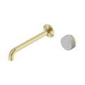 Nero Serenity 24E073BG Progressive Wall Basin Mixer 220mm Spout With Carrara Handle Brushed Gold 5 Star / 5LPM
