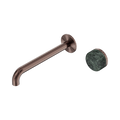 Nero Serenity 24E074BZ Progressive Wall Basin Mixer 220mm Spout With Verde Alpi Handle Brushed Bronze 5 Star / 5LPM
