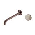 Nero Serenity Progressive Wall Basin Mixer 220mm Spout With Rome Travertine Handle Brushed Bronze